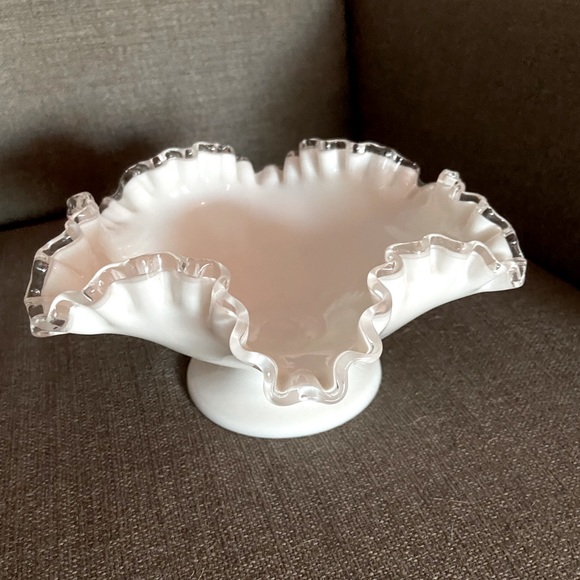 Fenton white milk glass candy dish - Picture 1 of 4